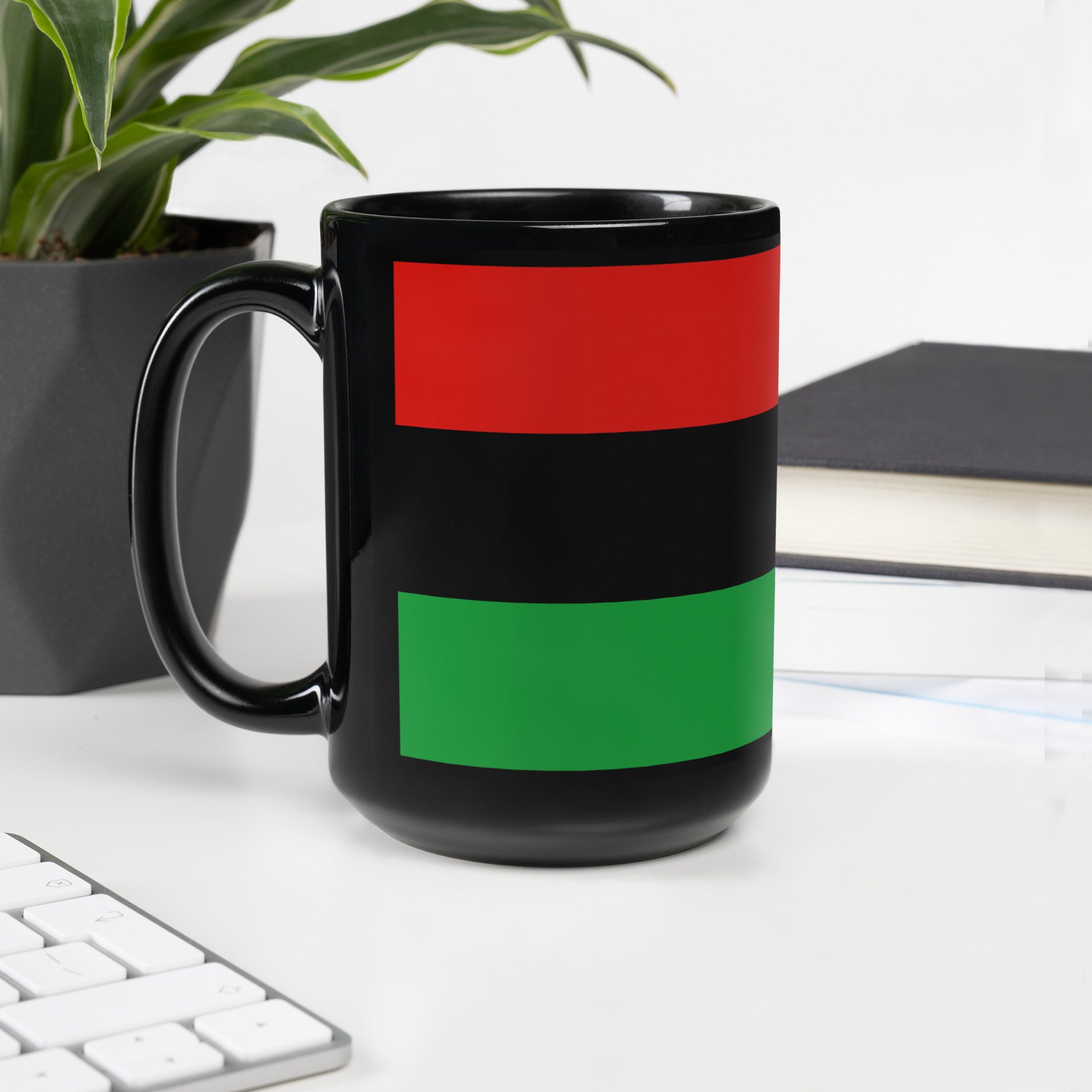Red, Black and Green Ceramic Mug, Black Liberation Flag Mug, Marcus Garvey Mug, Unique Black Gifts, Black Glossy Mug - ERODA Lifestyles