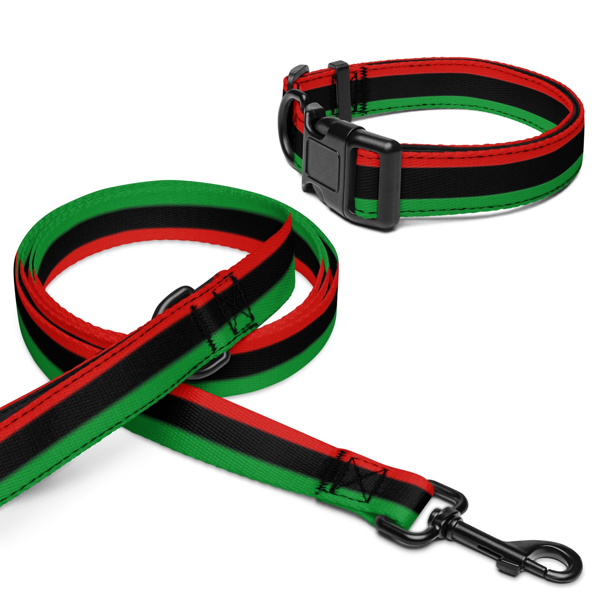 Red, Black, and Green Flag Dog Collar & Leash SET - Marcus Garvey Inspired Pet Supplies – Durable, Adjustable and Stylish - ERODA Lifestyles