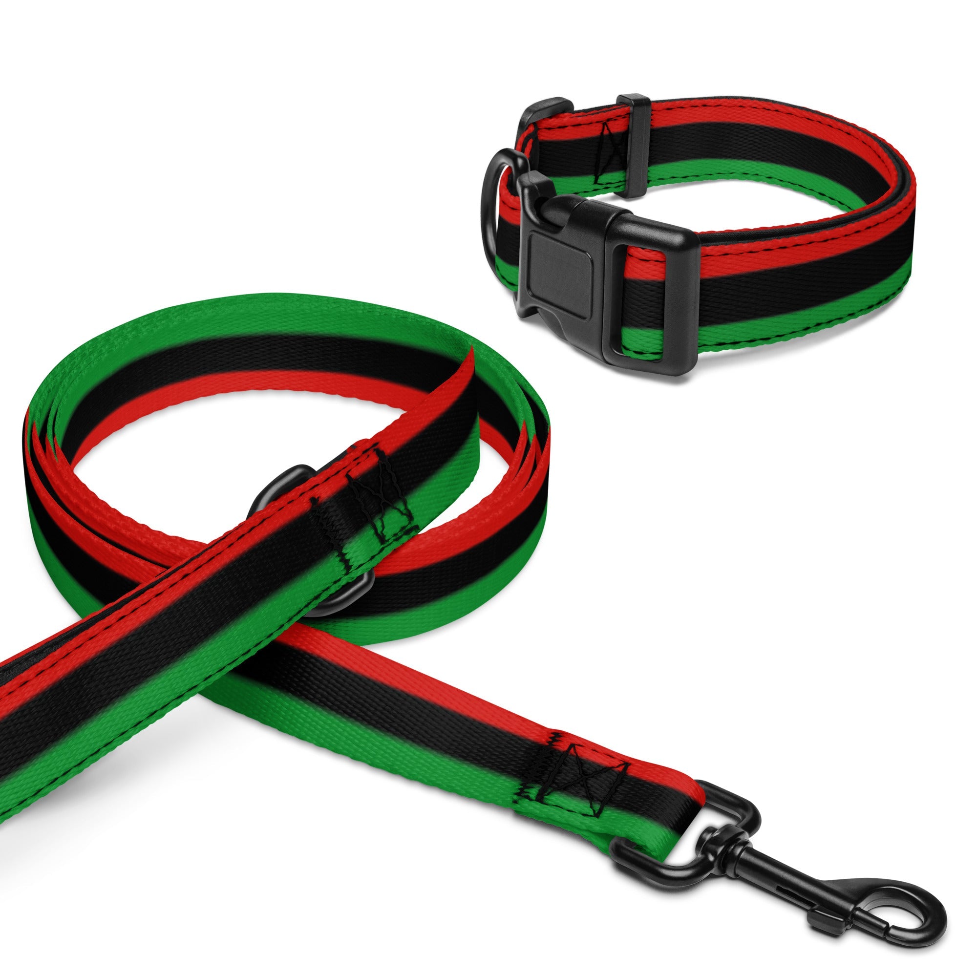 Red, Black, and Green Flag Dog Collar & Leash SET - Marcus Garvey Inspired Pet Supplies – Durable, Adjustable and Stylish - ERODA Lifestyles
