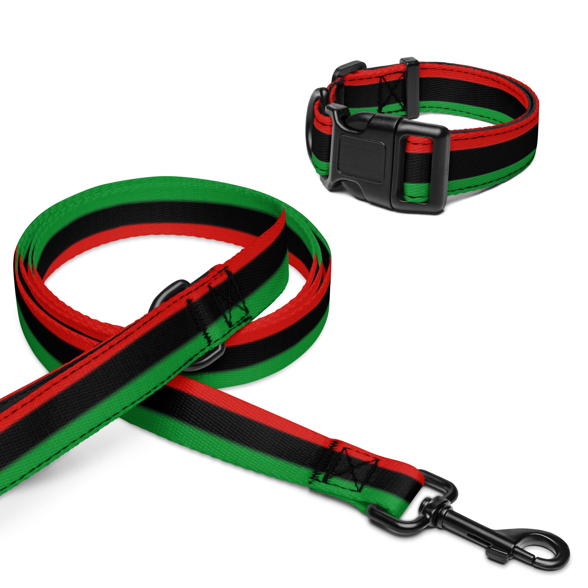 Red, Black, and Green Flag Dog Collar & Leash SET - Marcus Garvey Inspired Pet Supplies – Durable, Adjustable and Stylish - ERODA Lifestyles