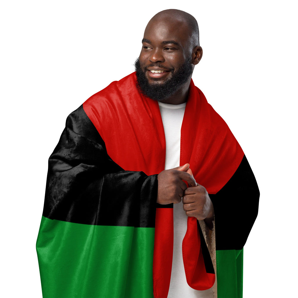 Red, Black, and Green Liberation Flag Sherpa Blanket, Luxury Cultural Sherpa Throw, Marcus Garvey flag, RBG - ERODA Lifestyles