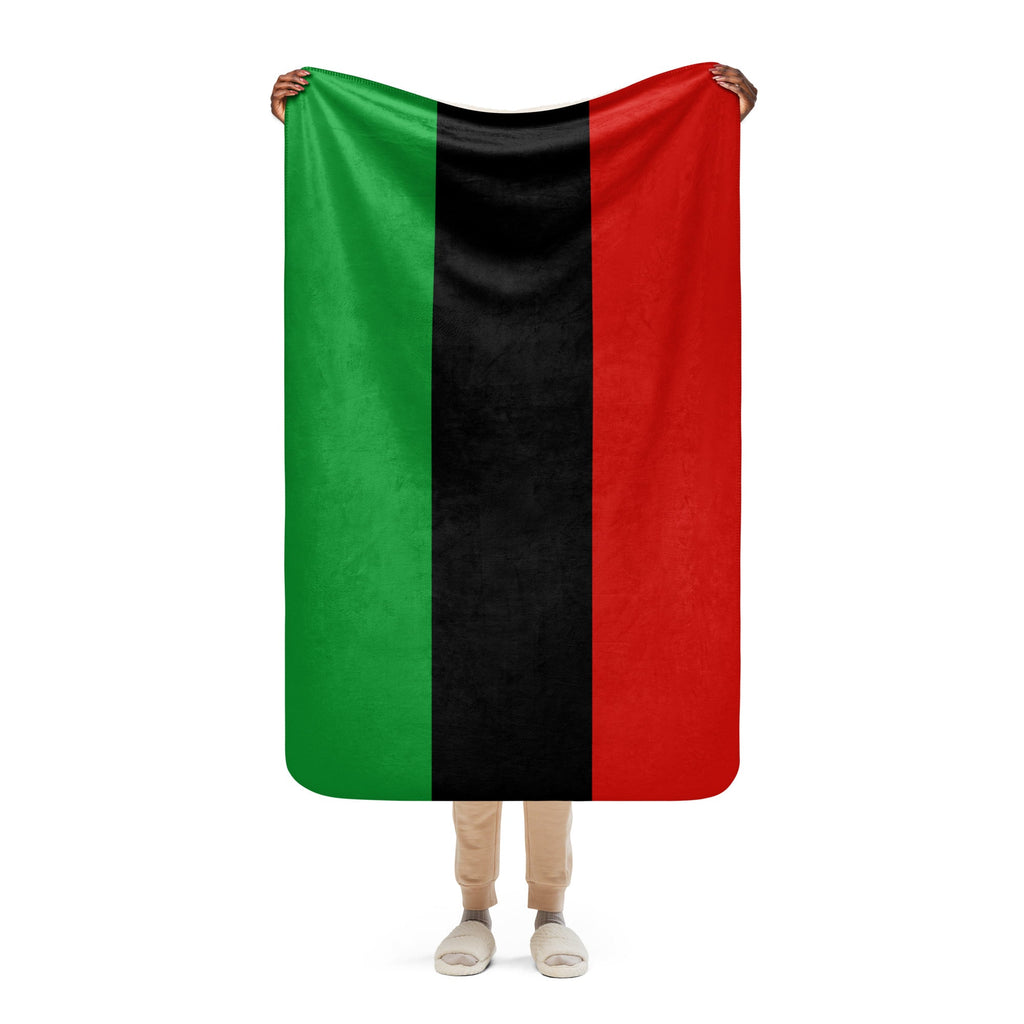 Red, Black, and Green Liberation Flag Sherpa Blanket, Luxury Cultural Sherpa Throw, Marcus Garvey flag, RBG - ERODA Lifestyles