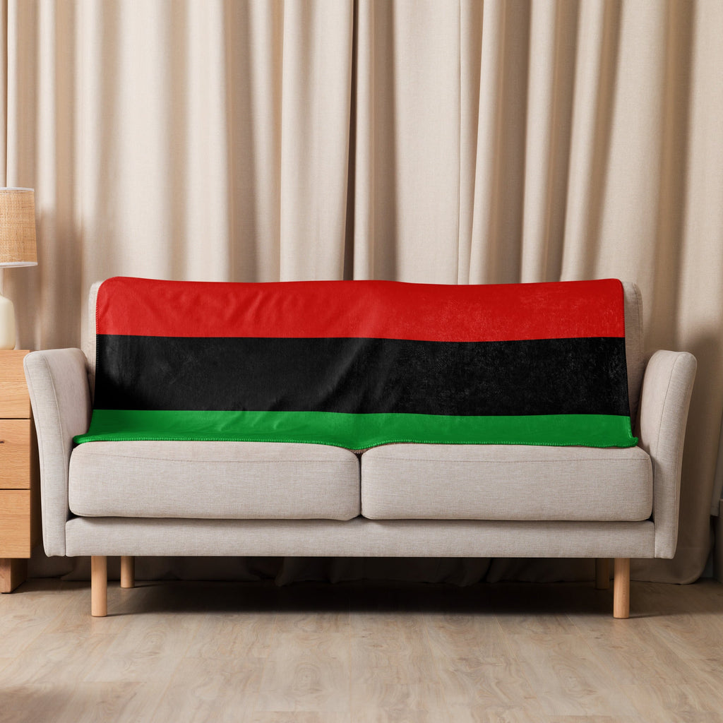 Red, Black, and Green Liberation Flag Sherpa Blanket, Luxury Cultural Sherpa Throw, Marcus Garvey flag, RBG - ERODA Lifestyles