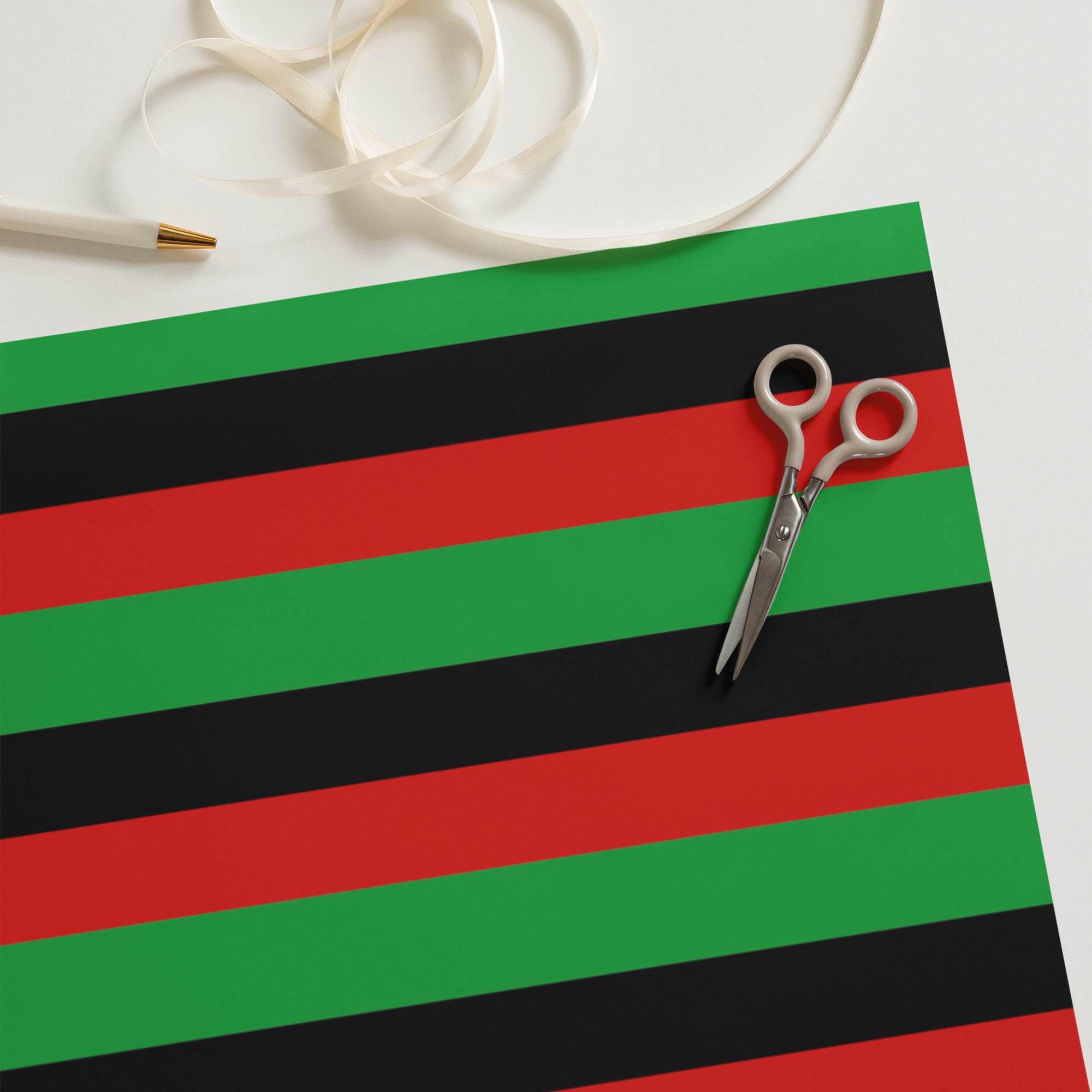 Red, Black, and Green Liberation Flag Wrapping Paper, RBG Wrapping Paper for Kwanzaa, Juneteenth Present, The Holidays - ERODA Lifestyles
