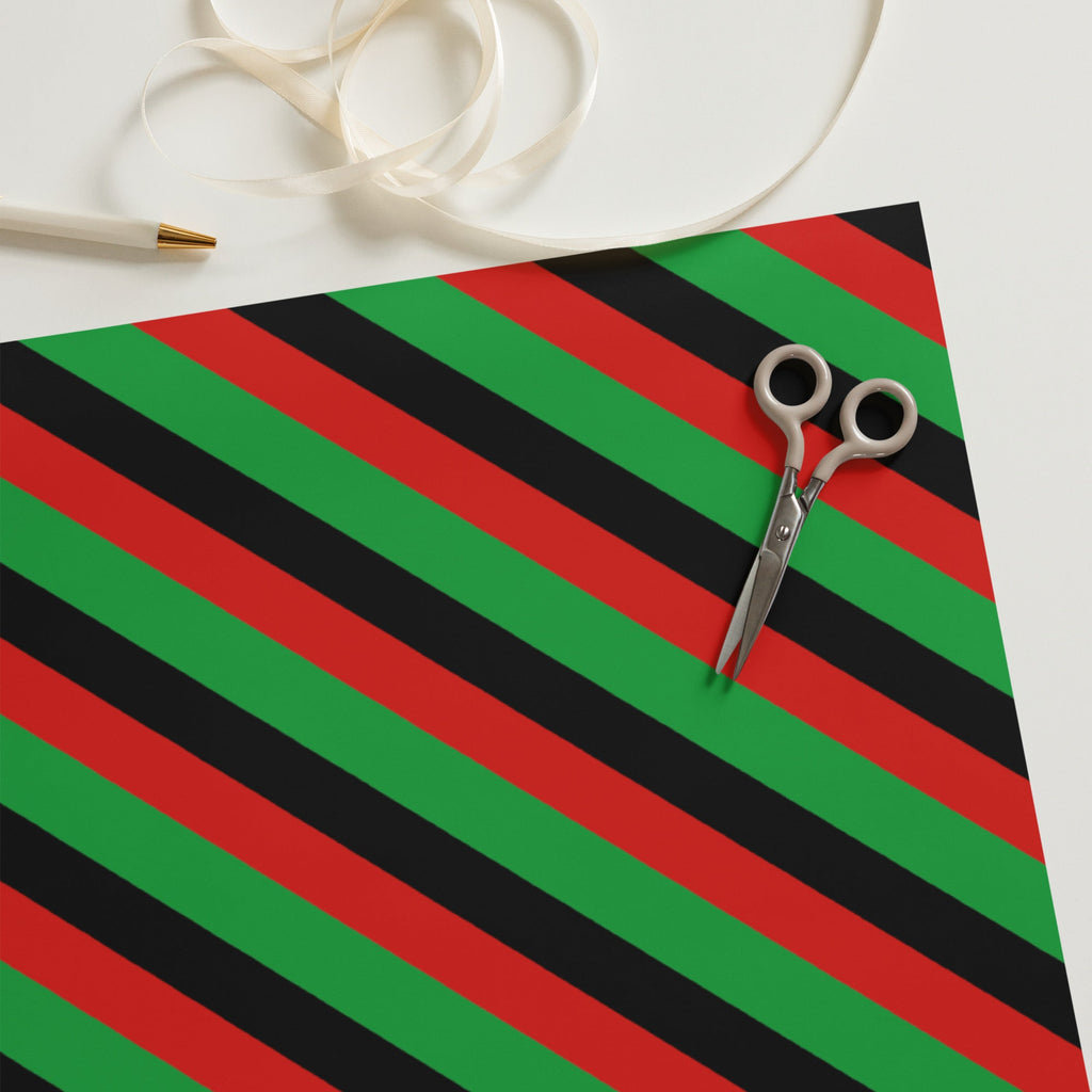 Red, Black, and Green Liberation Flag Wrapping Paper, RBG Wrapping Paper for Kwanzaa, Juneteenth Present, The Holidays - ERODA Lifestyles