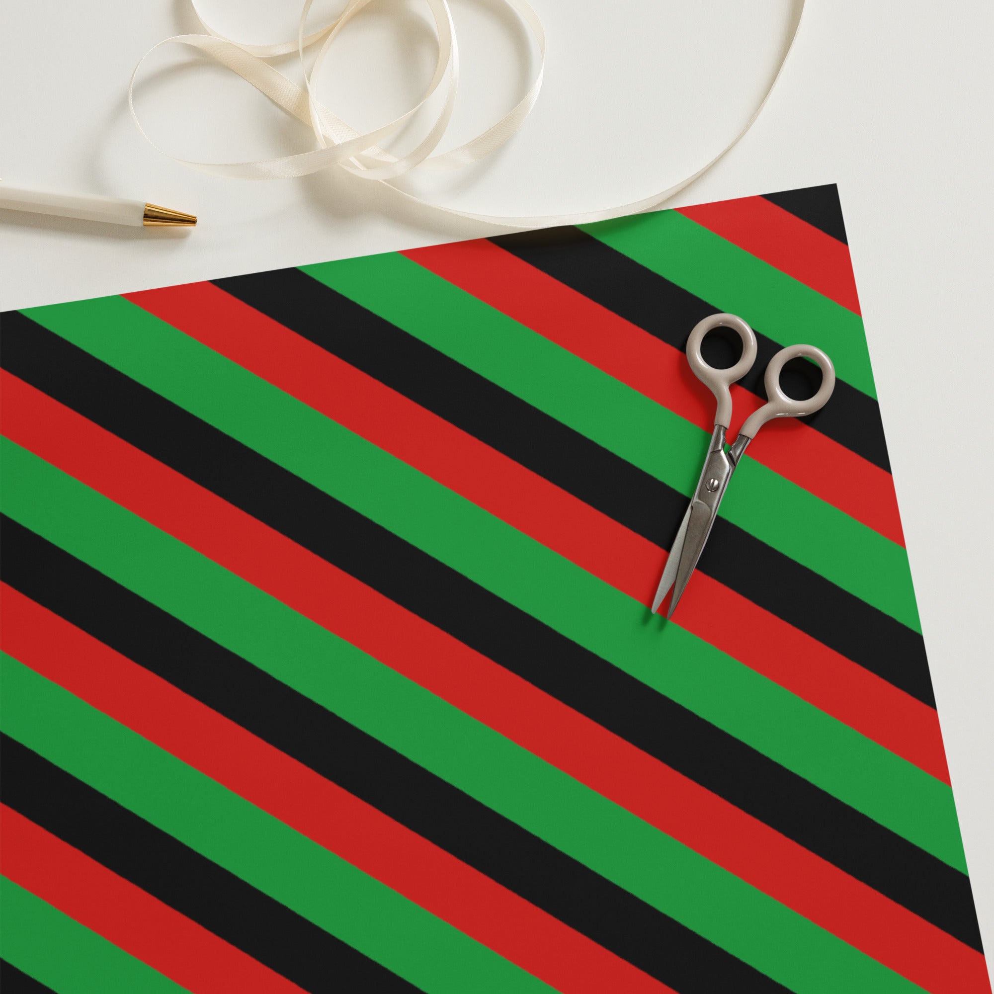 Red, Black, and Green Liberation Flag Wrapping Paper, RBG Wrapping Paper for Kwanzaa, Juneteenth Present, The Holidays - ERODA Lifestyles