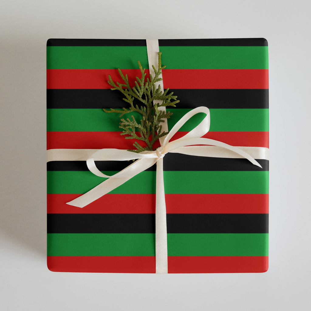 Red, Black, and Green Liberation Flag Wrapping Paper, RBG Wrapping Paper for Kwanzaa, Juneteenth Present, The Holidays - ERODA Lifestyles