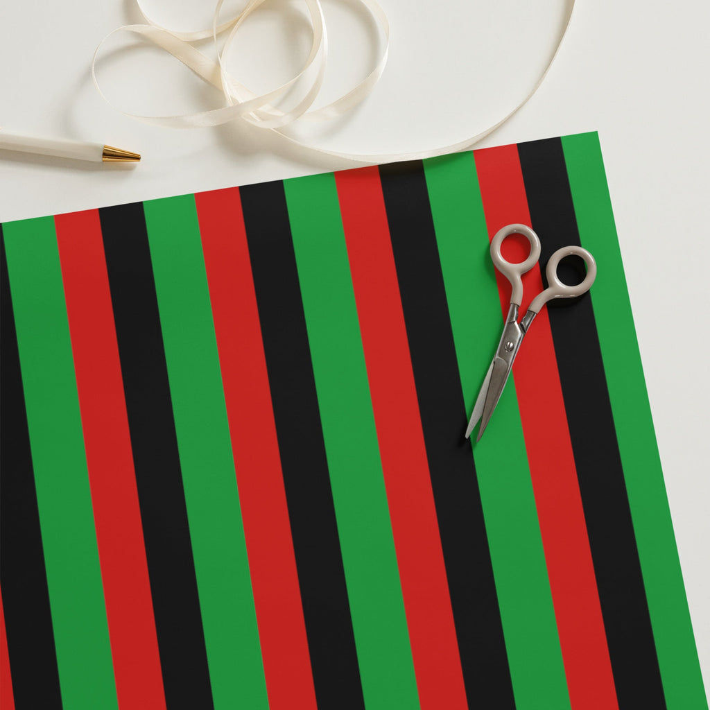 Red, Black, and Green Liberation Flag Wrapping Paper, RBG Wrapping Paper for Kwanzaa, Juneteenth Present, The Holidays - ERODA Lifestyles